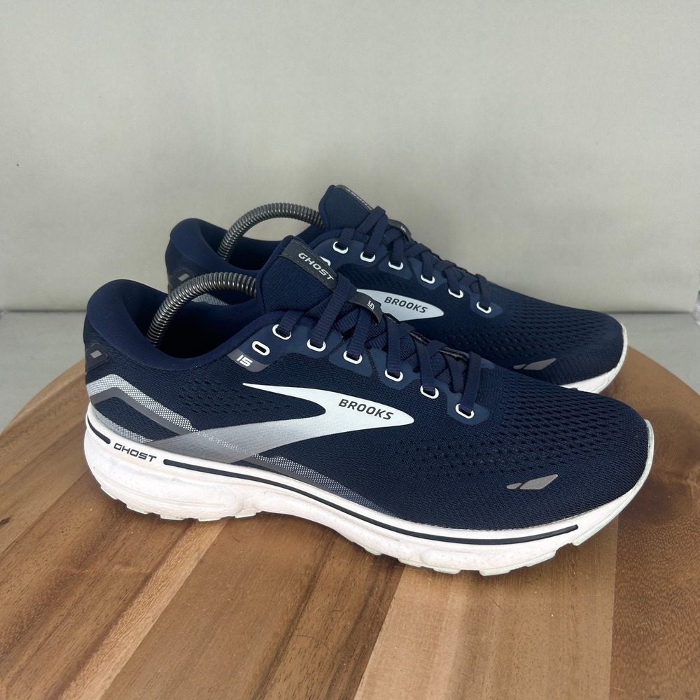 Brooks Ghost 15 Womens Running Shoes Navy Blue Silver 1203801B450 Size 11 B